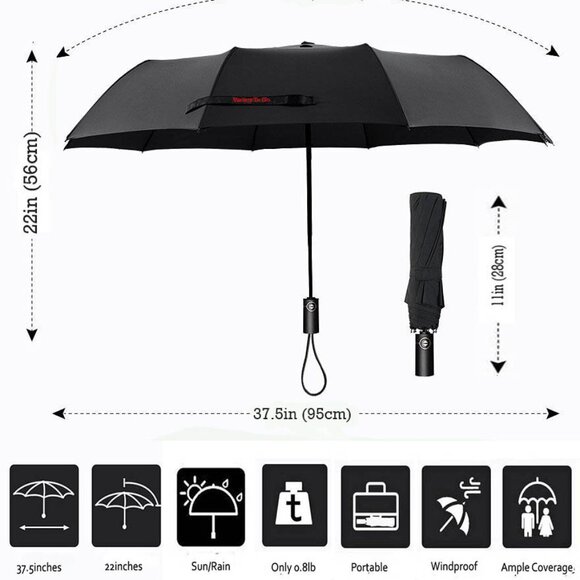Variety To Go Windproof Compact Travel Umbrella, Auto Open/Close, Folding - Picture 7 of 11
